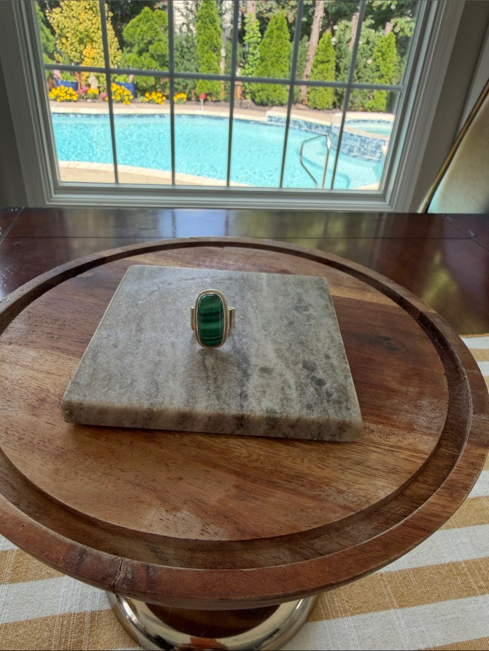 Sterling Silver Green Malachite Statement Ring